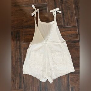 Billabong Cream V-Neck Gauze Romper with Metal Logo
